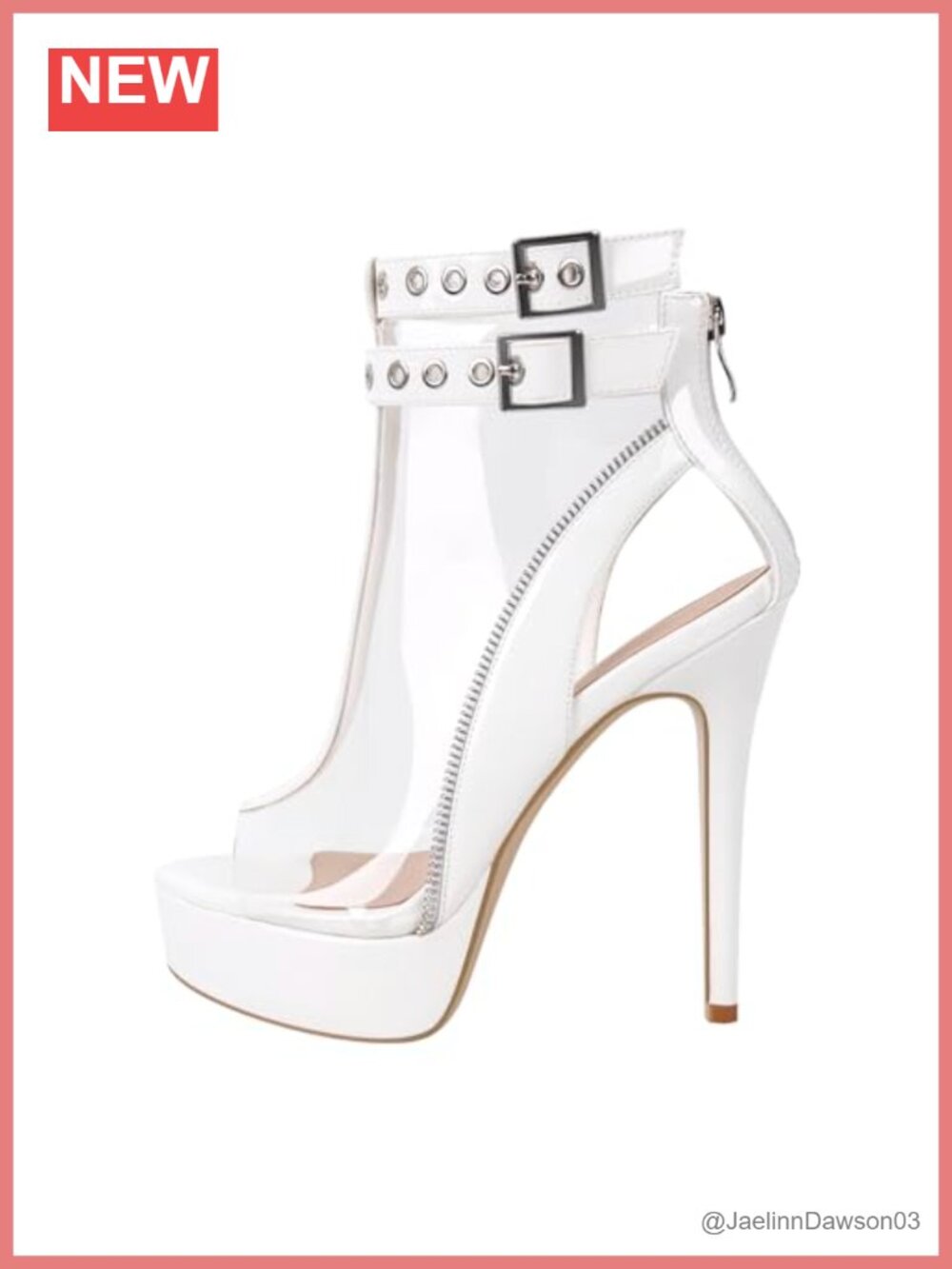 Women Peep Toe Clear Platform Stiletto Heels Sandals Ankle Strap Zip 5.5 inch